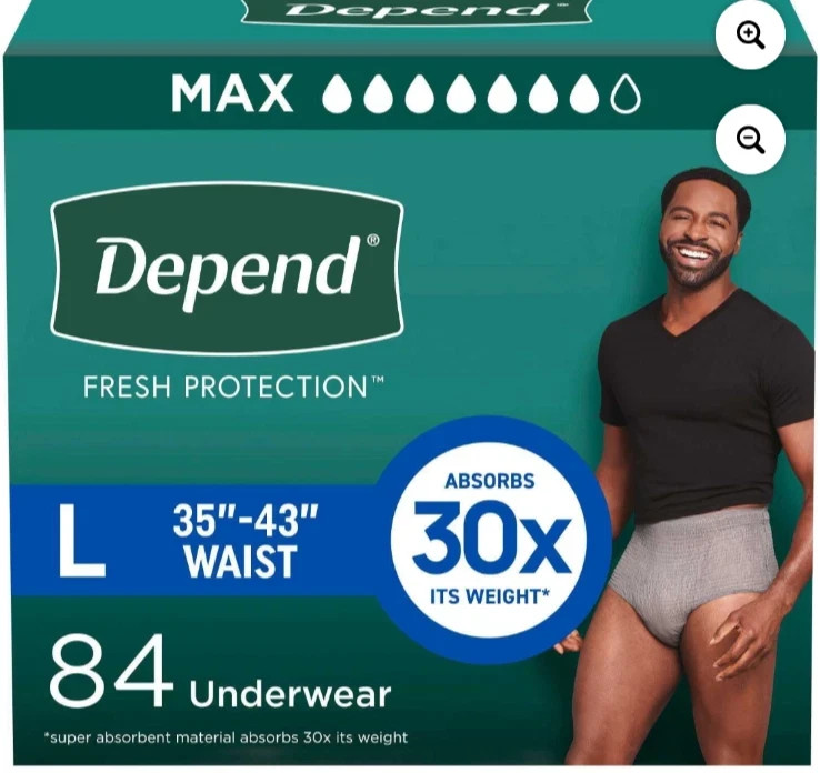 Depend Fresh Protection Incontinence Underwear Men XL 68ct Maximum Grey