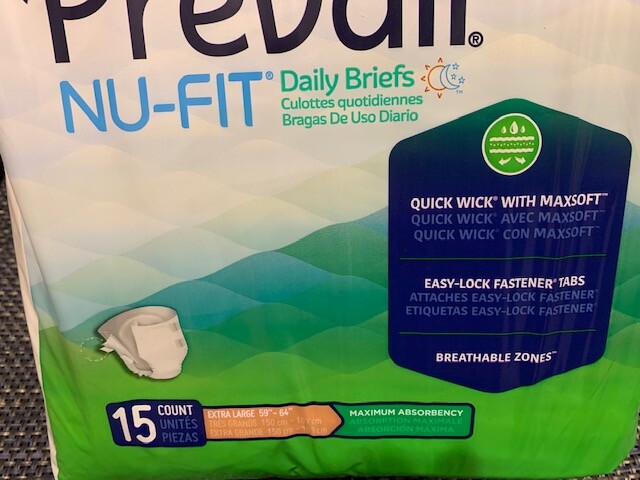 Prevail Nu-Fit Incontinence Brief XL 59-64 Breathable NU-014/1 Maximum 15 Ct
