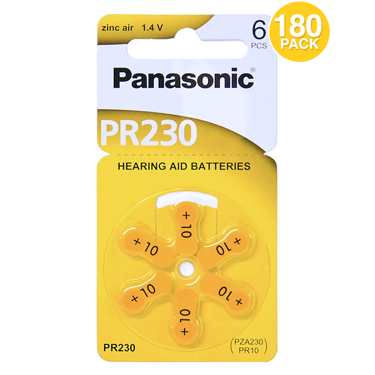 Panasonic Size 10 1.45V Zinc Air Hearing Aid Batteries (180 Pack)