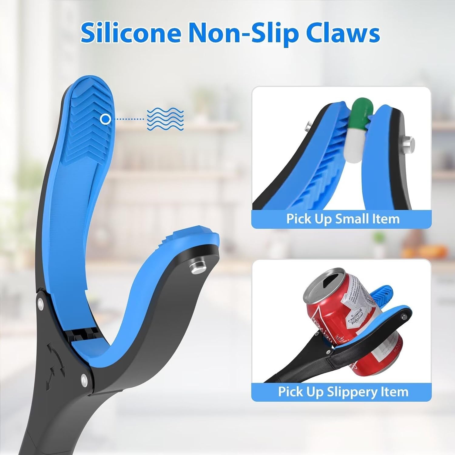 43″ Grabber Reacher Tool Foldable Extension Grabber for Seniors Blue | 360° R…