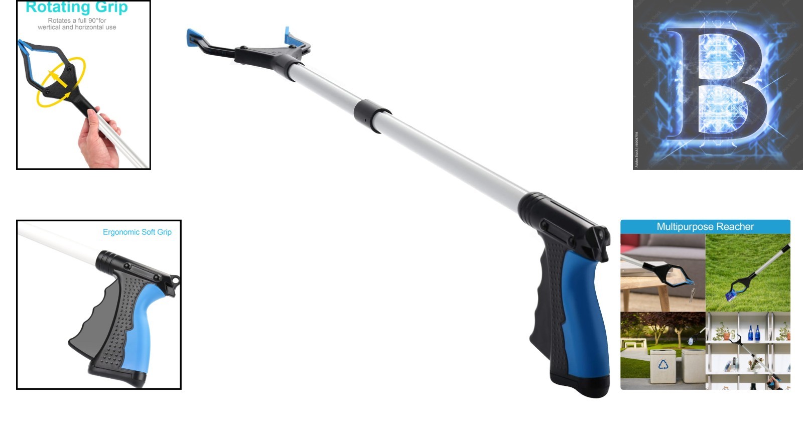 Ergonomic 32″ Trash Grabber with Rotating Head – Ideal for Seniors & Caregivers