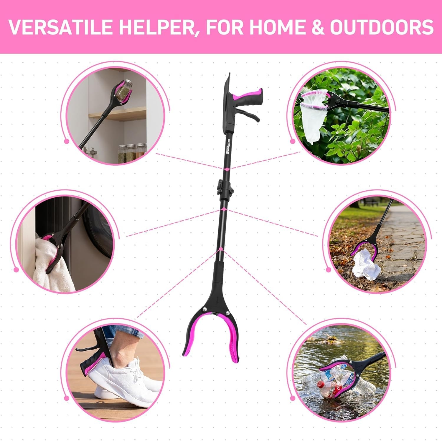 Ergonomic 360° Rotating Grabber Tool with Shoehorn – Ideal for Limited Mobility
