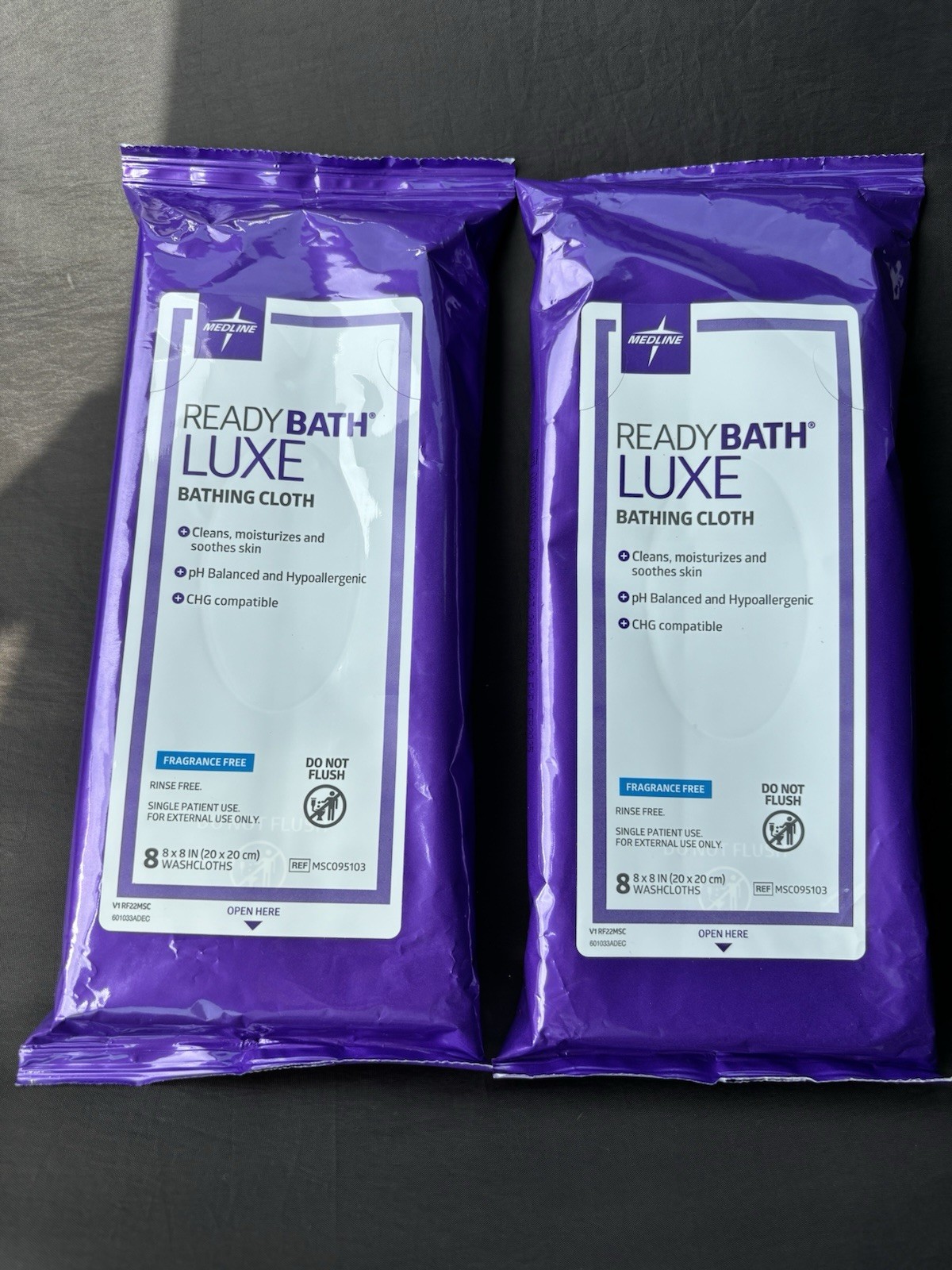 Lot of 2 – Medline ReadyBath Luxe Bathing Cloth Fragrance Free 8″ x 8″