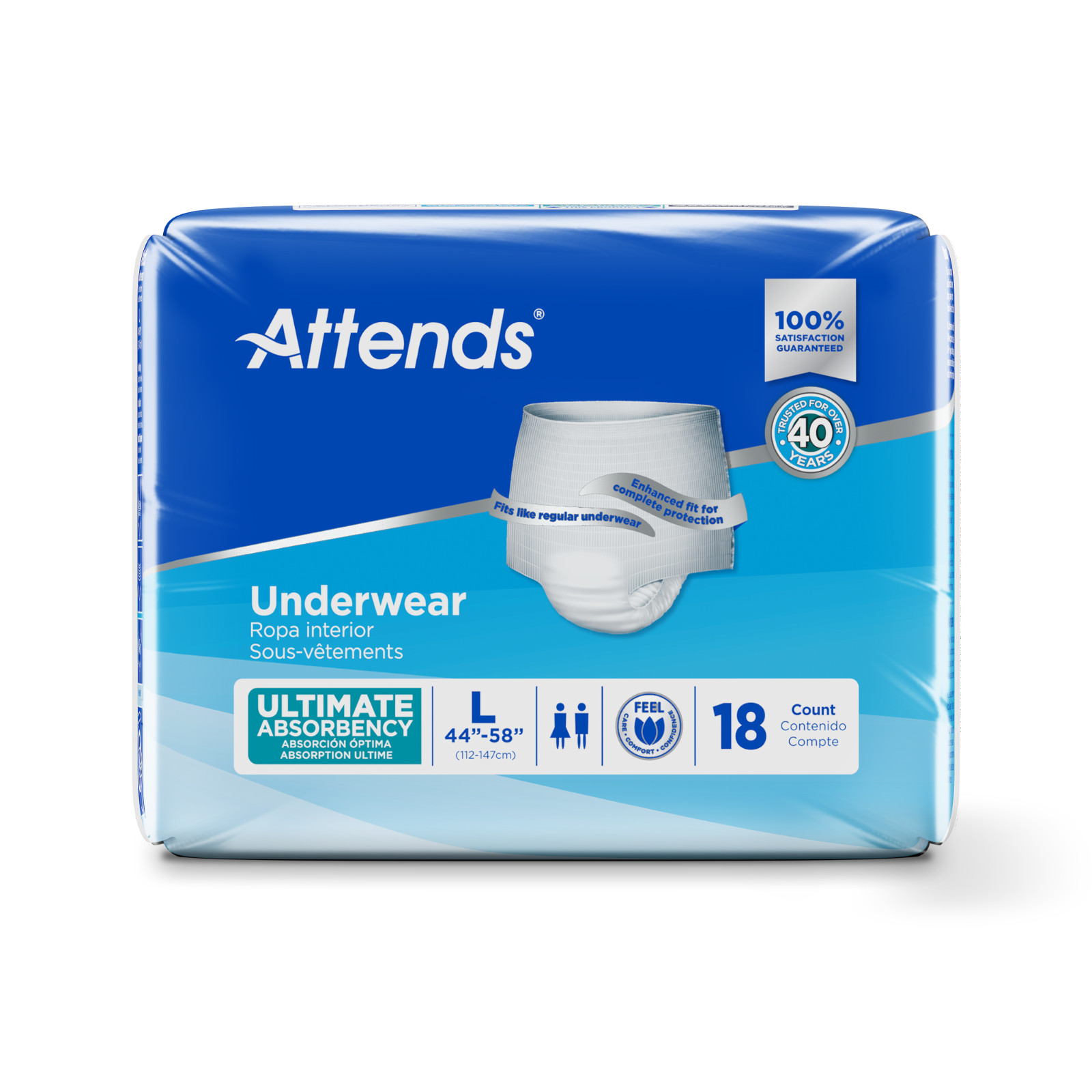 Attends Super Plus Underwear Diaper, LARGE, HEAVY Absorbency APP0730 -Case of 72