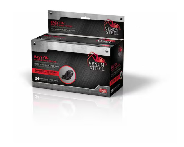 Venom Steel Easy On Boot & Shoe Covers One Size Black Disposable Polyester
