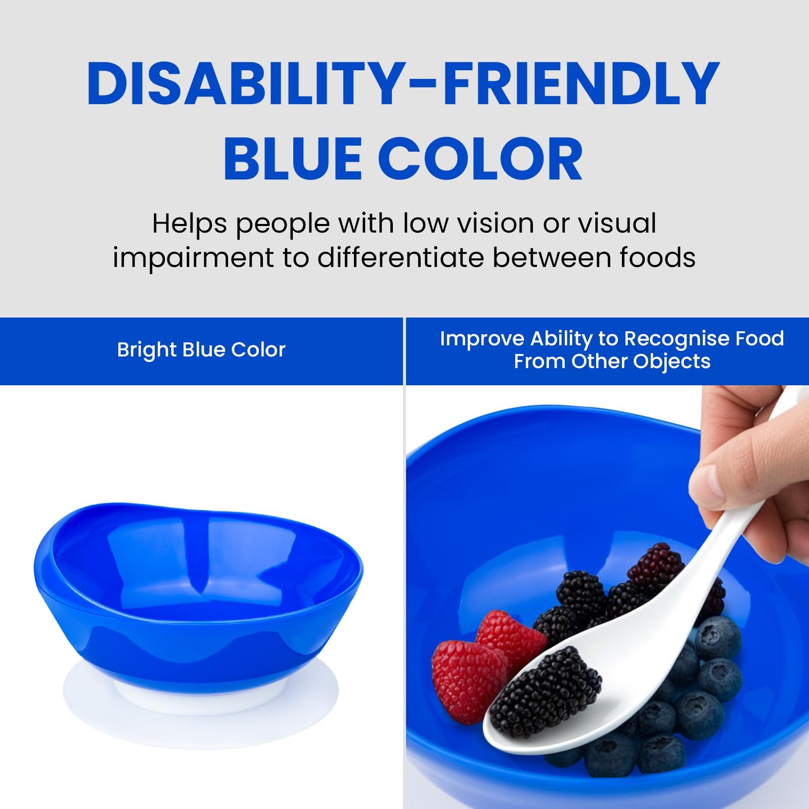 Spill Proof Scoop Bowl with Non Skid Suction Base Adaptive Dinnerware 2 Pack