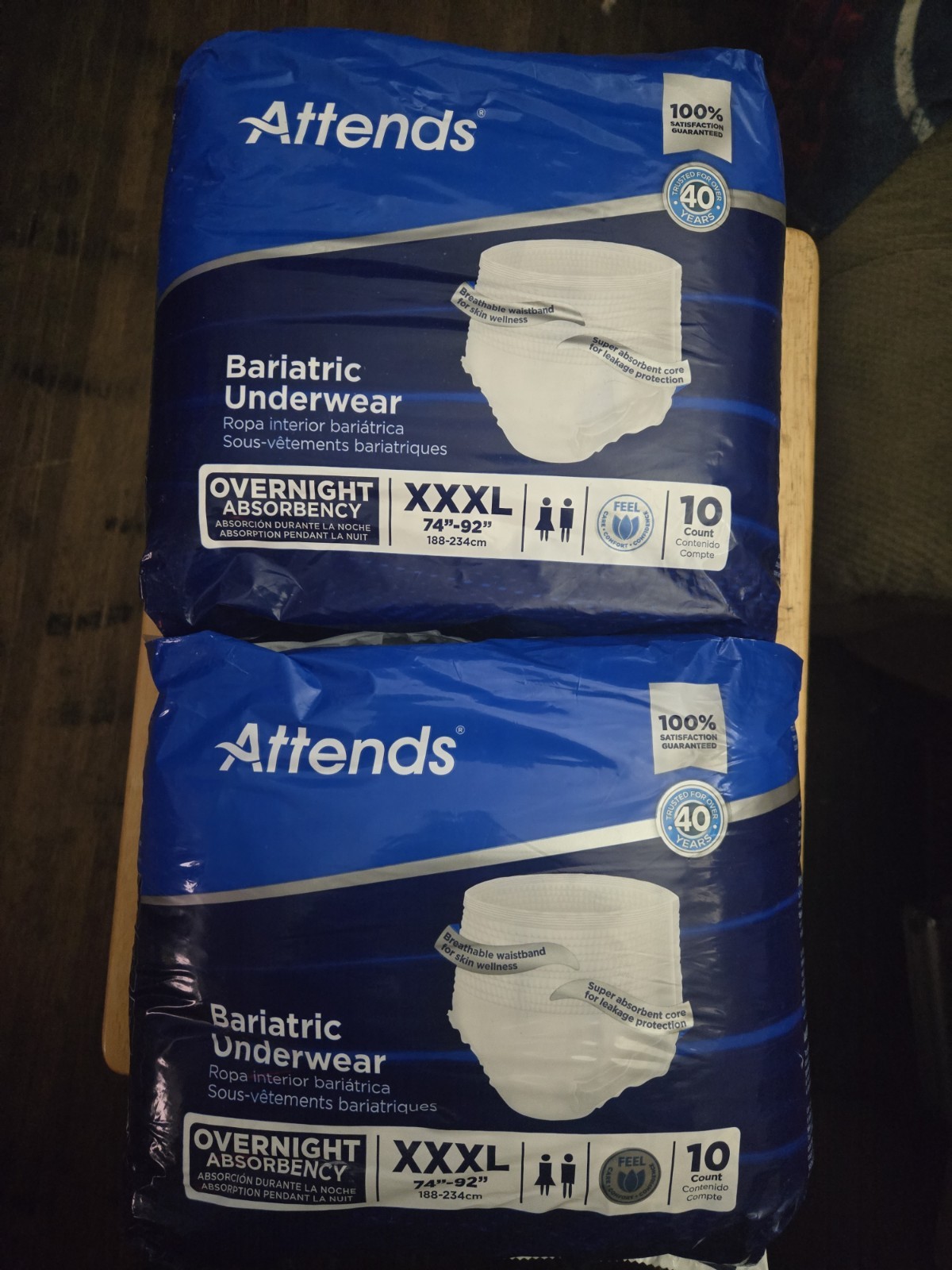 Attends Disposable Bariatric Underwear 3X-Large Severe 10 Ct 2 Pack