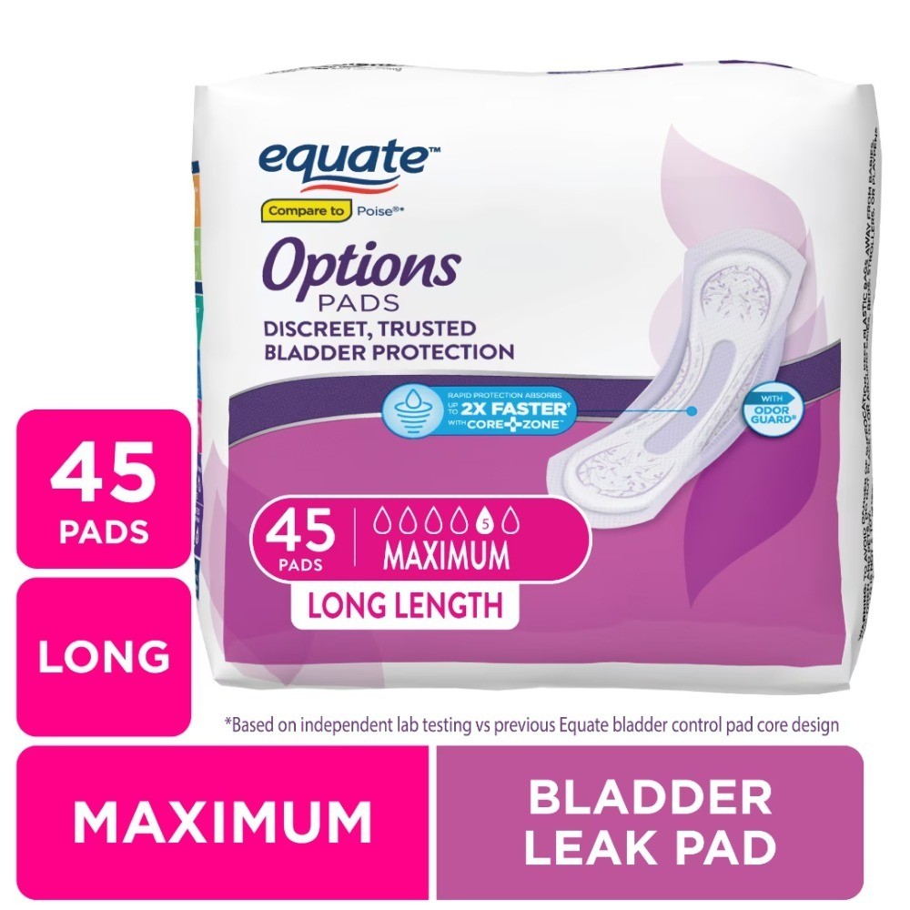 Women’s Incontinence Pads Maximum Absorbency Long Length 45 Count Compare to