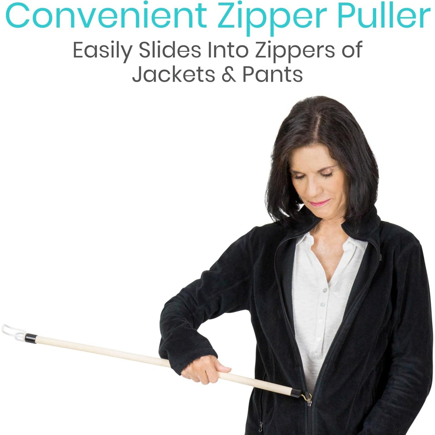 27” Dressing Stick for Elderly, with Zipper Pants Puller & Sock Remover Tool