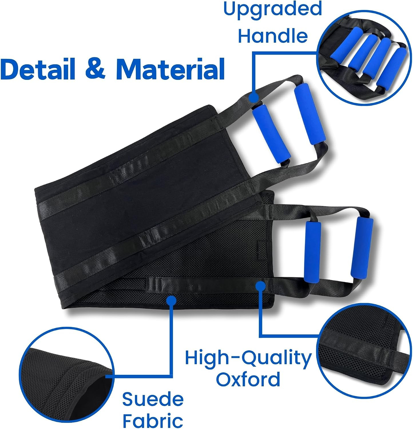 Gait Belt with Handles for Seniors, Padded Patient Transfer Lifting Straps for H