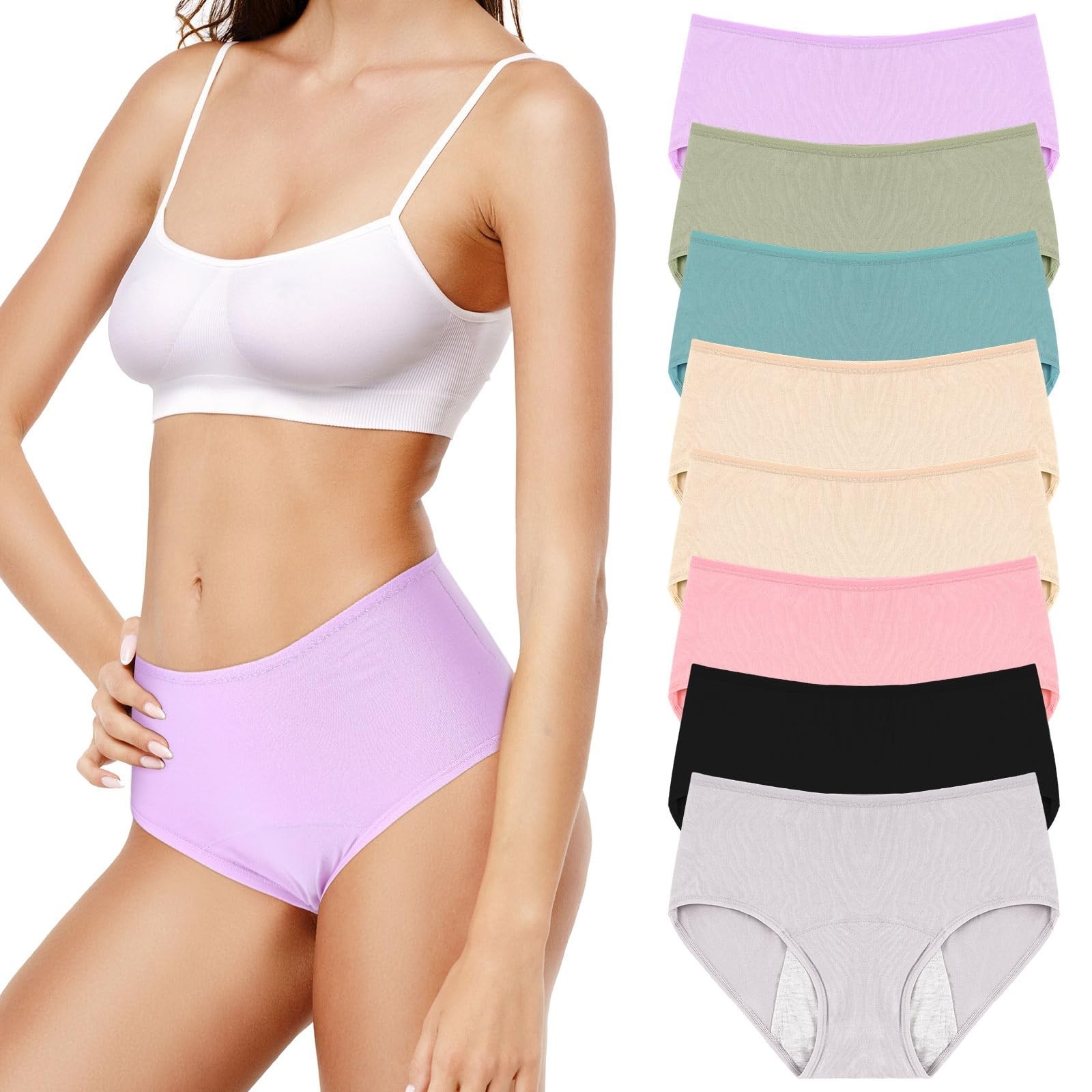 Bunnycool 8 Pcs Leakproof Underwear Women’s Leak Proof High Waisted Over 60