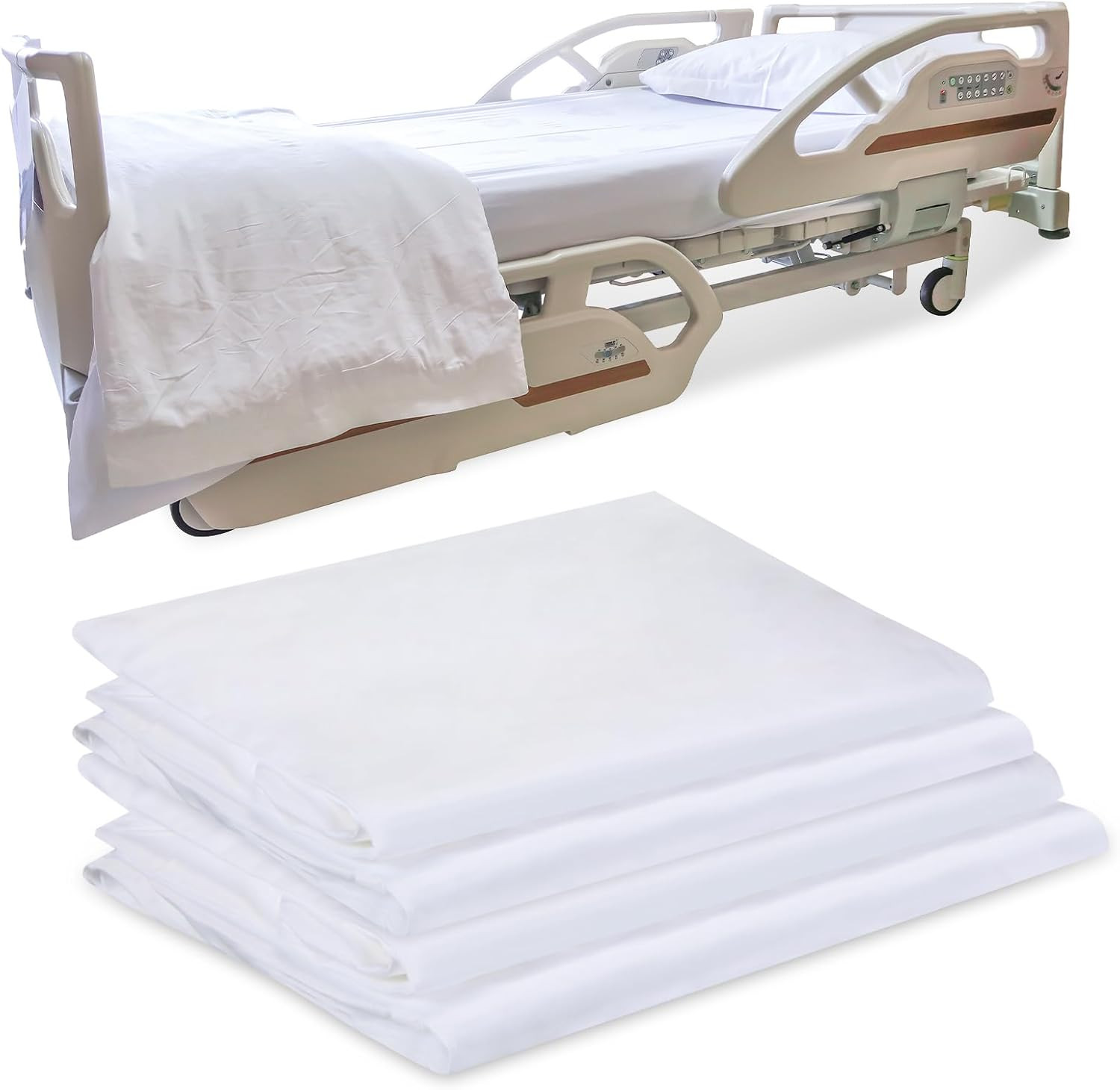 Peryiter 4 Pcs Hospital Bed Sheets for Home Use 36 X 80 X 9.5 Inches Soft White