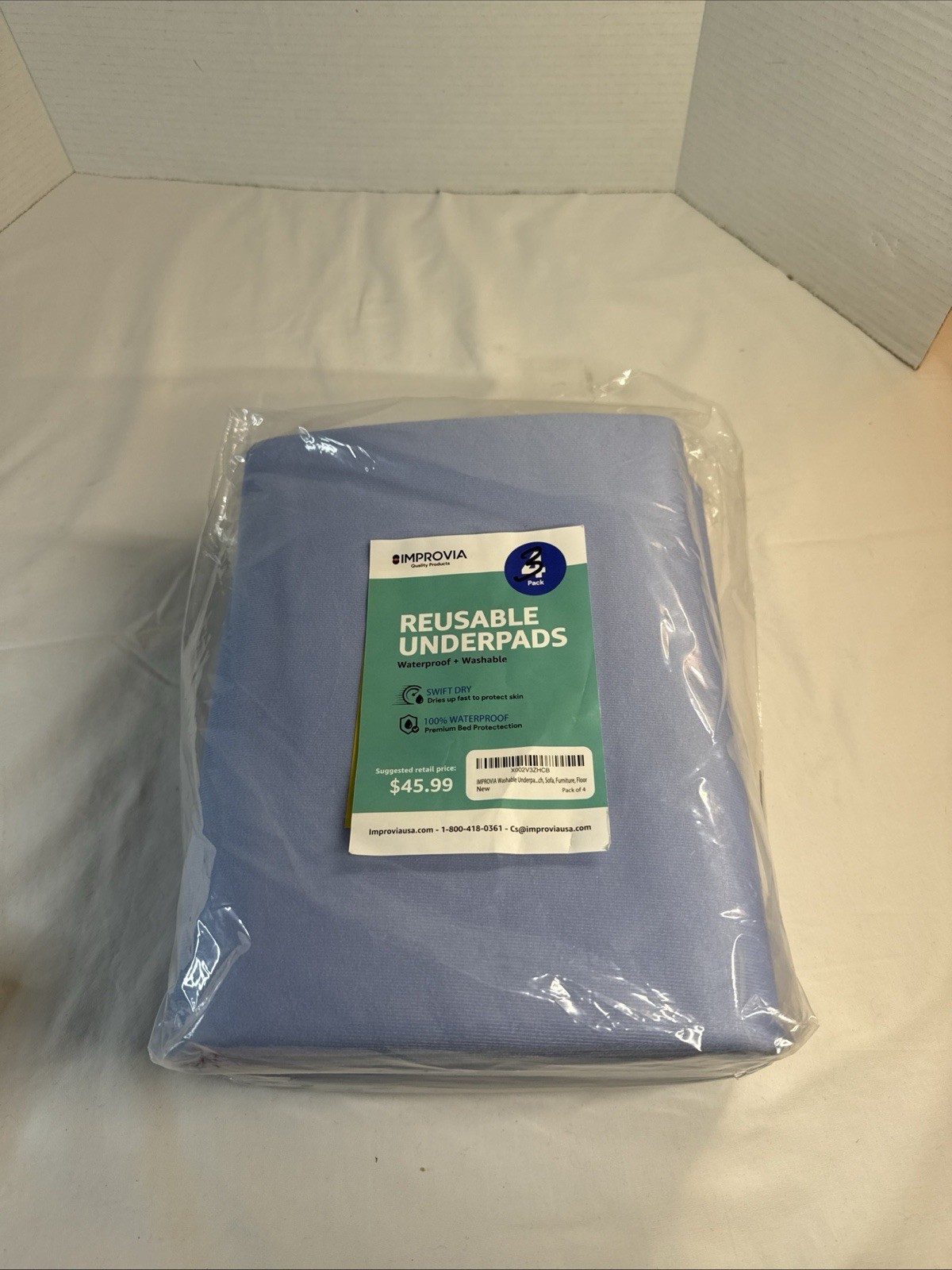 IMPROVIA Washable Underpads, 34″ x 36”. 3 Reusable Incontinence Pads.