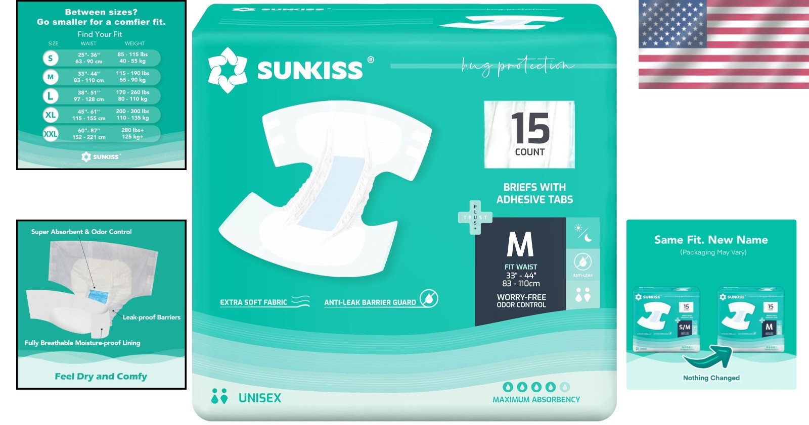 Comfortable Unisex Disposable Incontinence Briefs with Odor Control – 15 Count