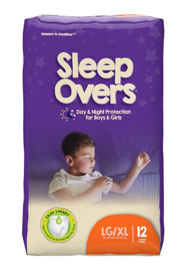 Sleepovers Youth Pants, Large/X-Large, 12 Count Per Pack 4 Packs (48 count)