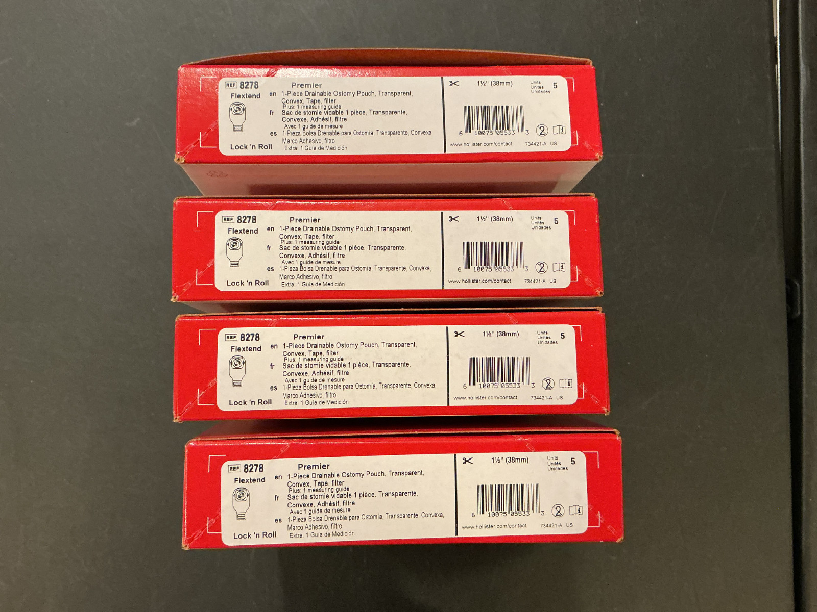 20 (4 boxes of 5) Hollister 8278 Premier Drainable Ostomy Pouch With Filter