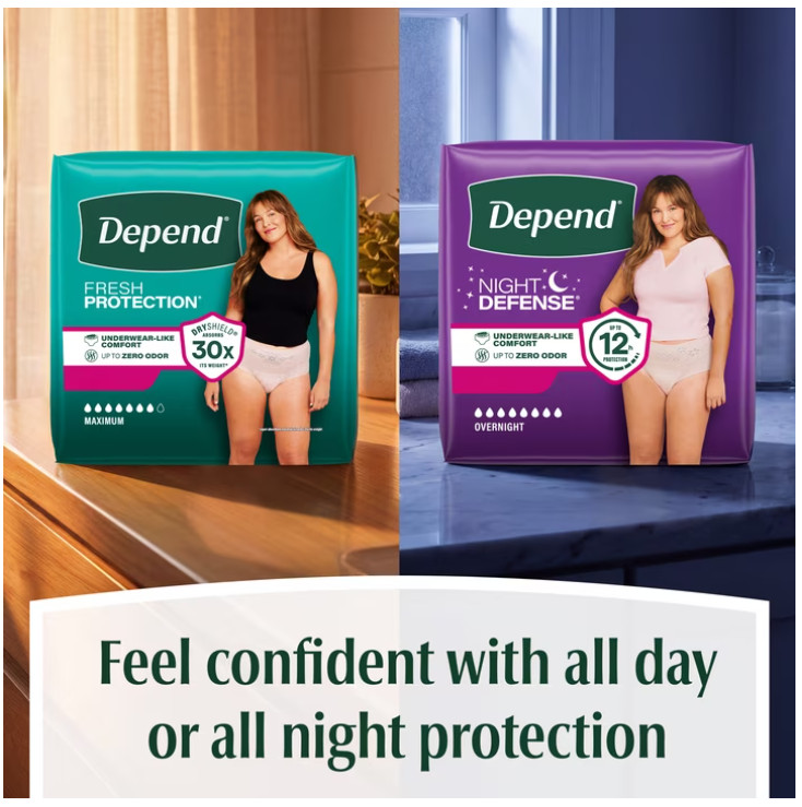 (3 pack) Depend Fresh Protection Incontinence Underwear for Women, XL, 26 Count