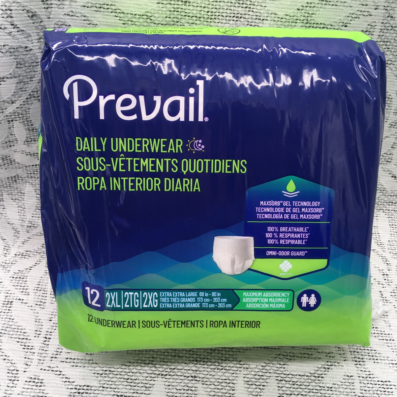 4 PACKS OF 12 Prevail Daily Underwear 12 Count 68″-80″ 2XL Maximum Absorbency
