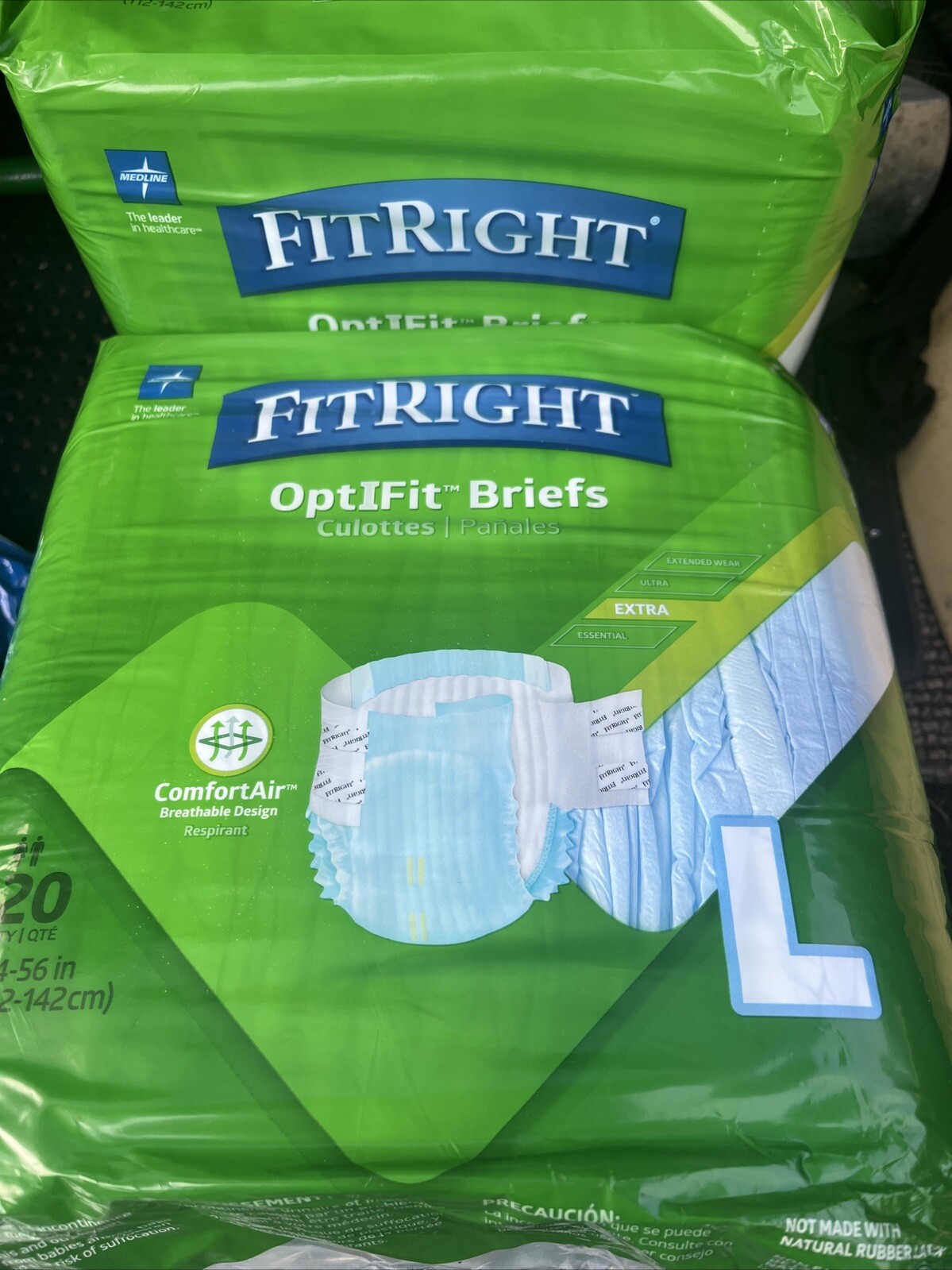 Medline FitRight Large, Extra Adult Briefs – 20 count. (Two Packs of 20) NEW