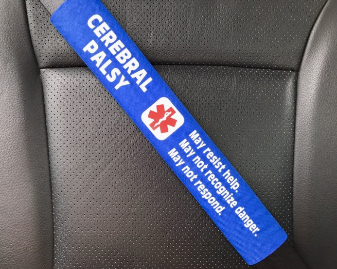 Cerebral Palsy Seat Belt Cover and Window Decal Set Royal Blue
