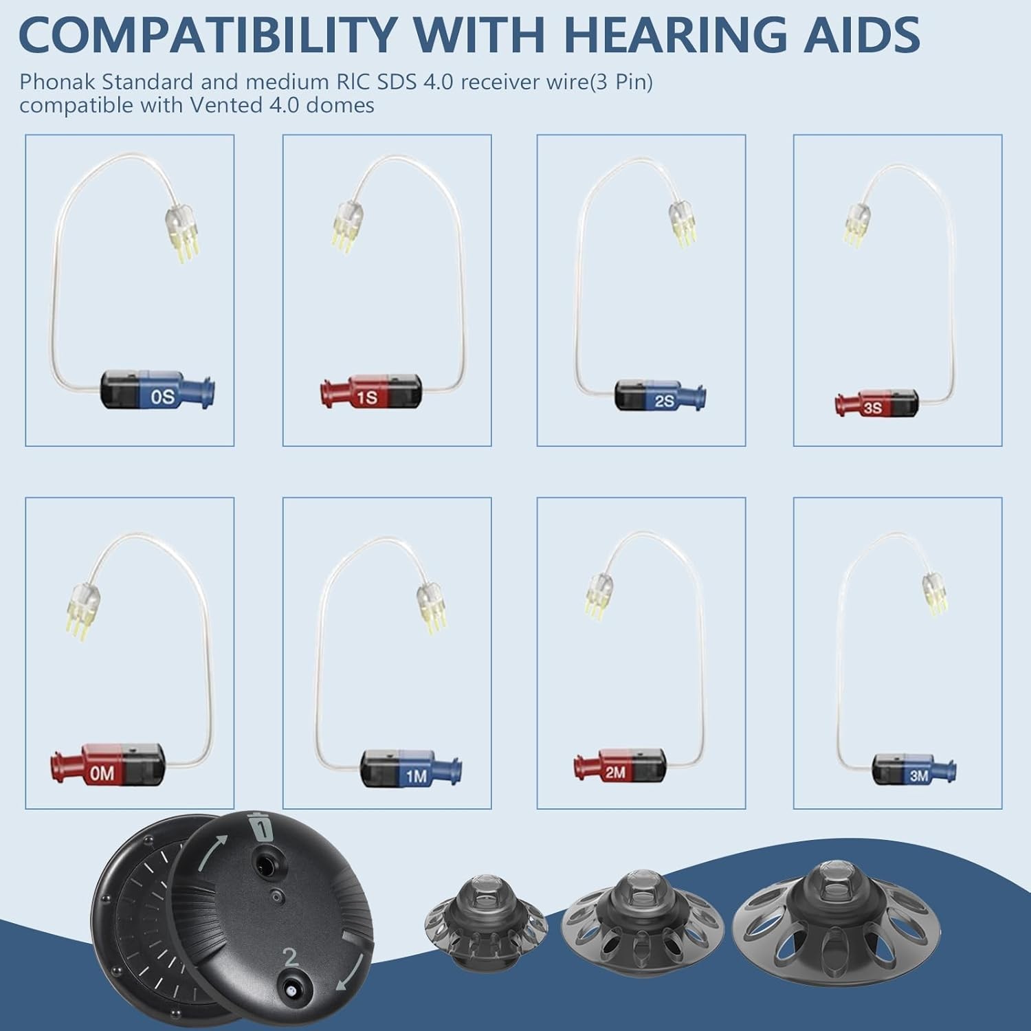 20pcs Phonak Open Hearing Aid Domes Medium Size (0.35 Inch=9mm) Ideal for Phonak