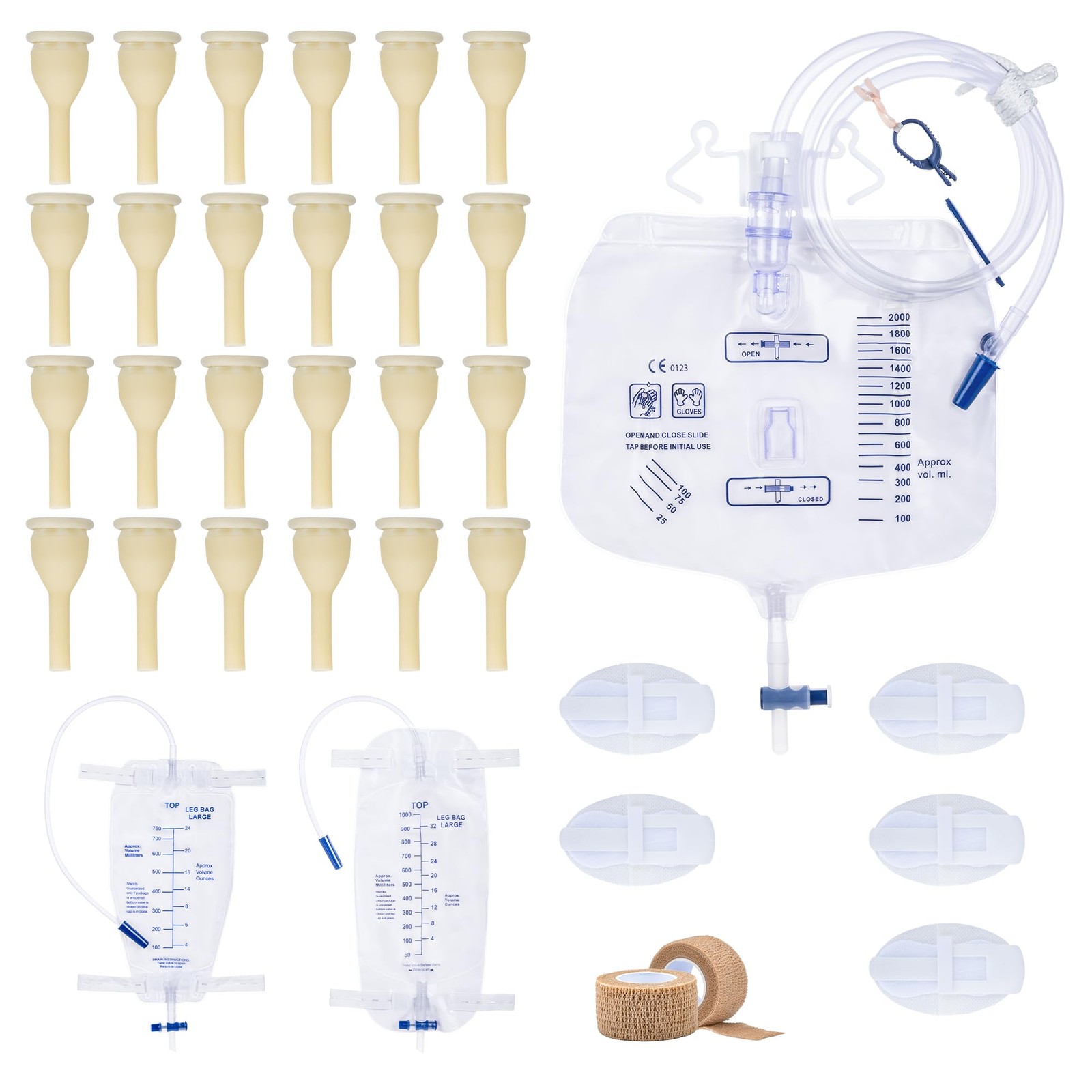 External Condom Catheters for Elderly Men Age 80, 24 Soft Latex, 5 Catheter S…