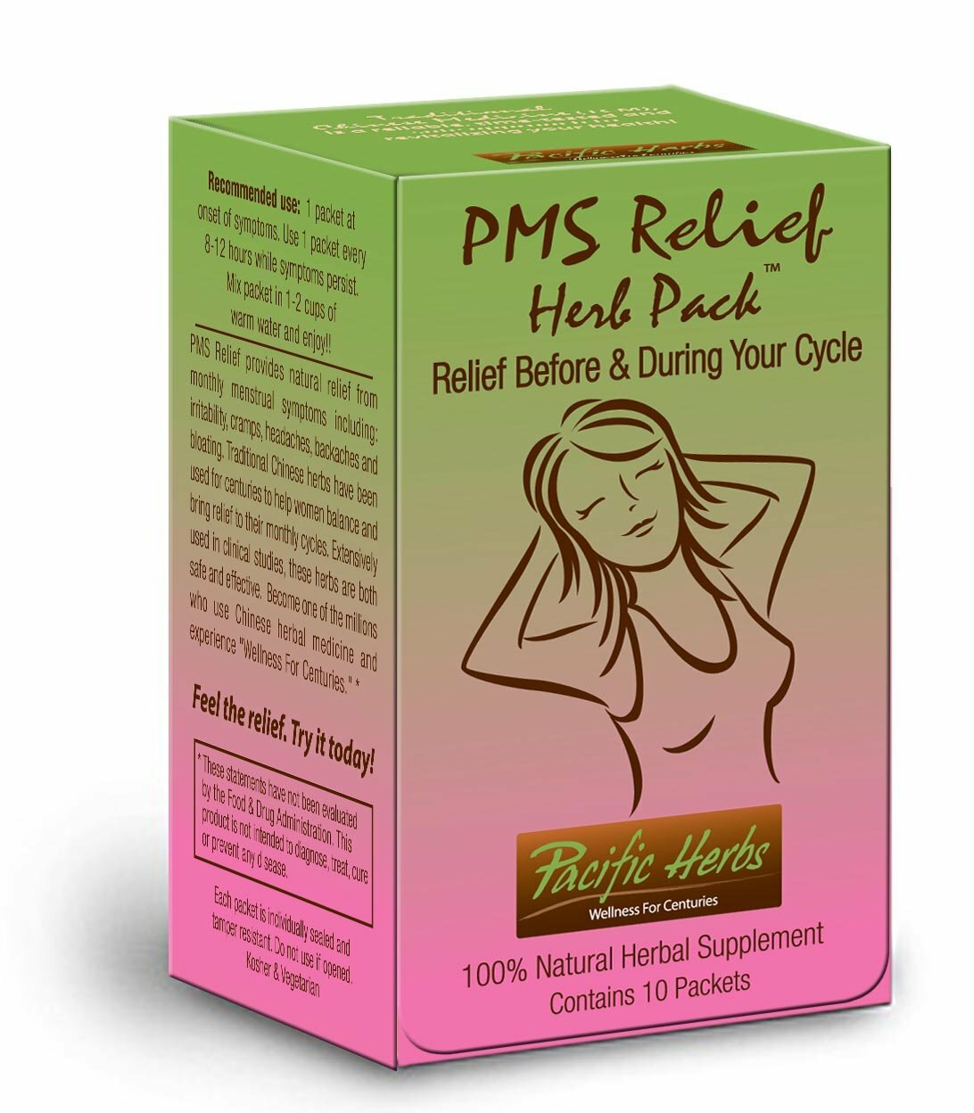 PMS Relief Herb Pack Natural Period Cramp Remedy – 10 Packet Box – Alternative P