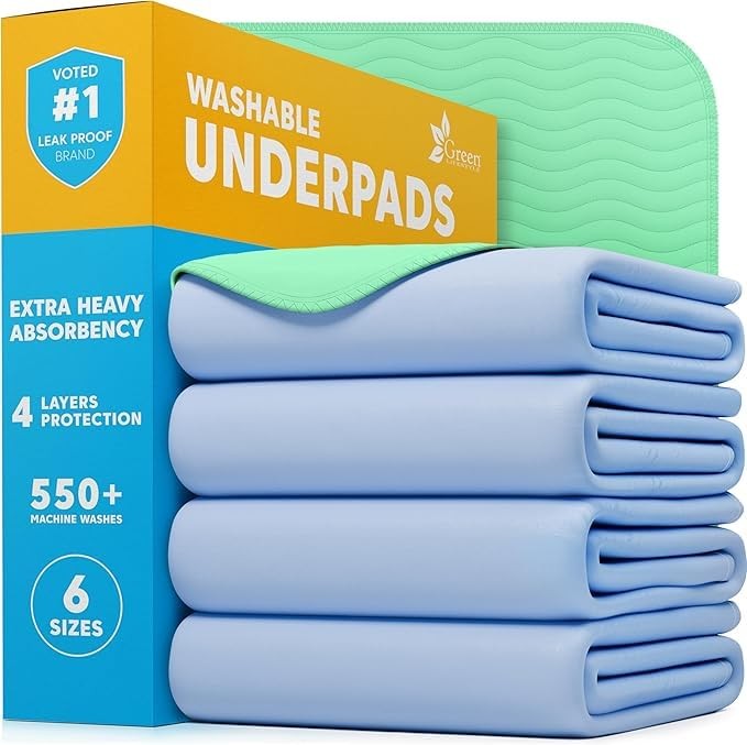 GREEN LIFESTYLE® Washable Underpads – Heavy Absorbency Reusable Bedwetting In…