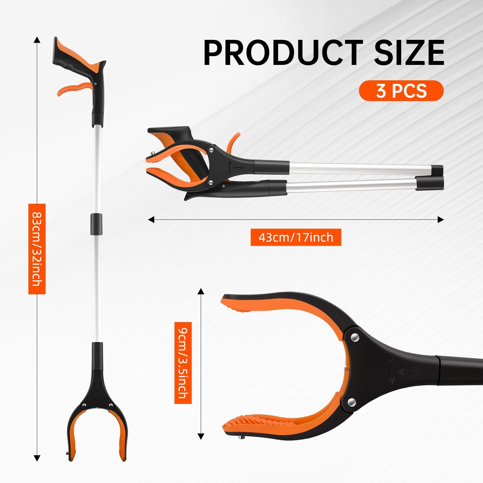 Grabber Reacher Tool,3-Pack 32″ Foldable Reacher Grabber Pickup Tool with 360…