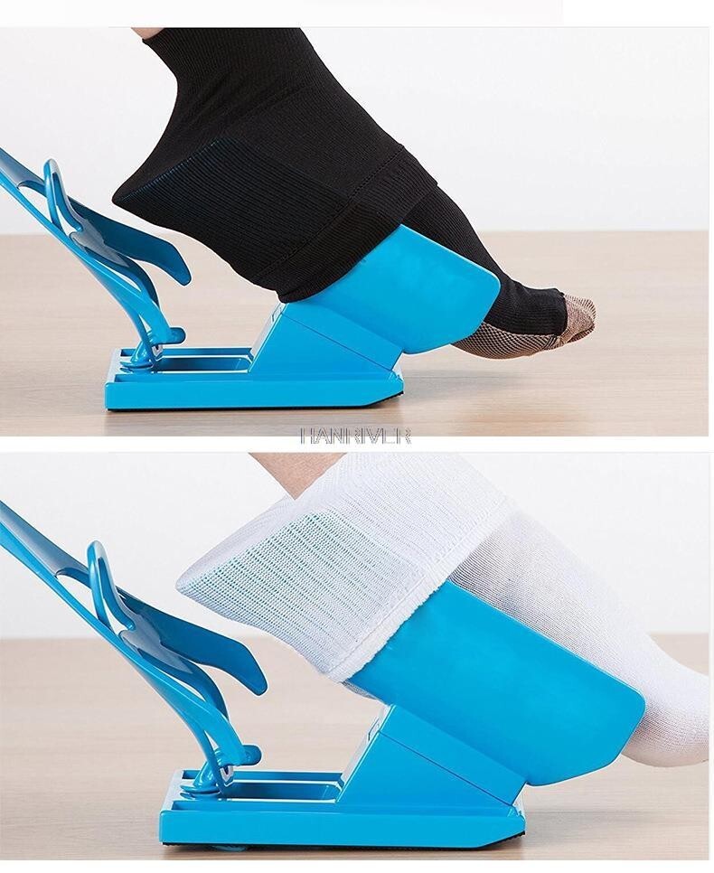 New Sock Slider Aid Blue Helper Kit Helps Put Socks On Off No Bending Shoe Horn