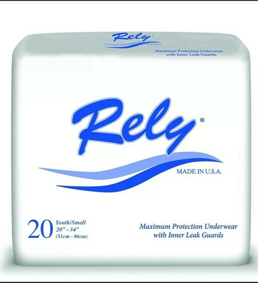 (4x)Rely Youth/Small Incontinence Overnight Brief Clothlike Underwear leakguards