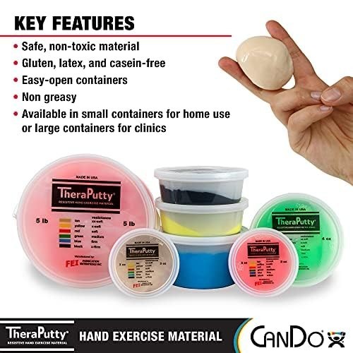 CanDo Theraputty Plus Hand Exercise Putty Set 6pcs 2oz Therapy Rehab