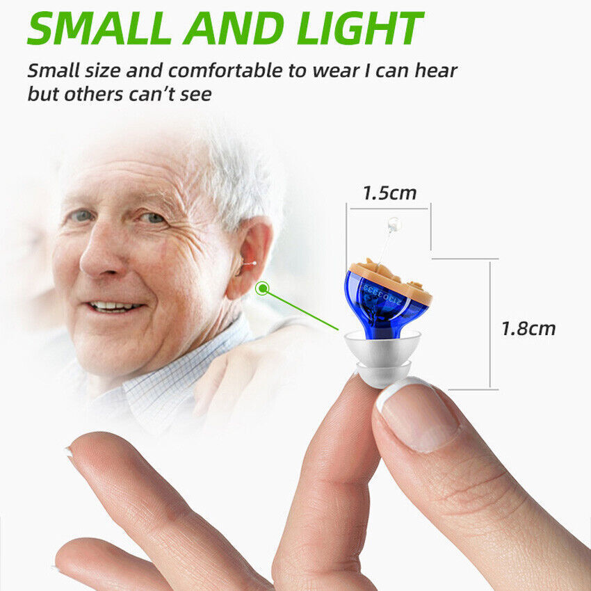 L/R Mini Digital Hearing Aids Invisible In-Ear Enhancer Sound Amplifier