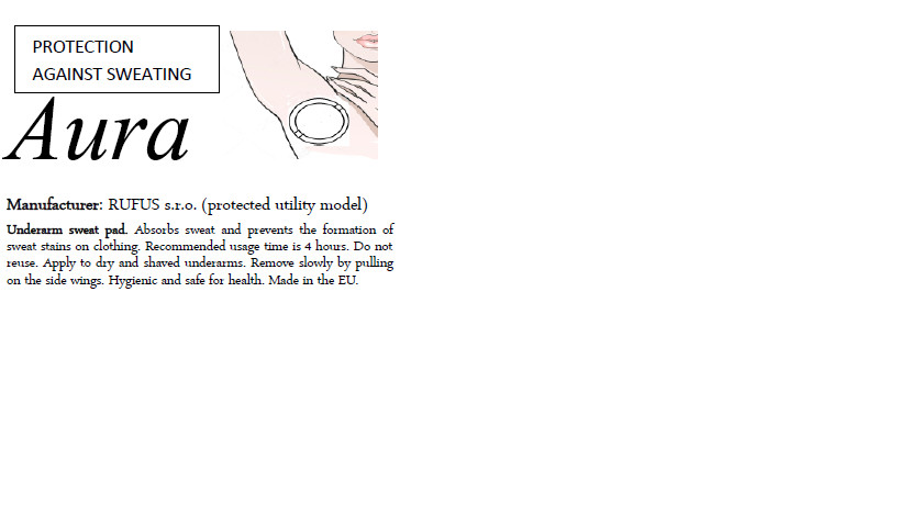 AURA cosmetic pad-underarm adhesive pads for sweat absorption.