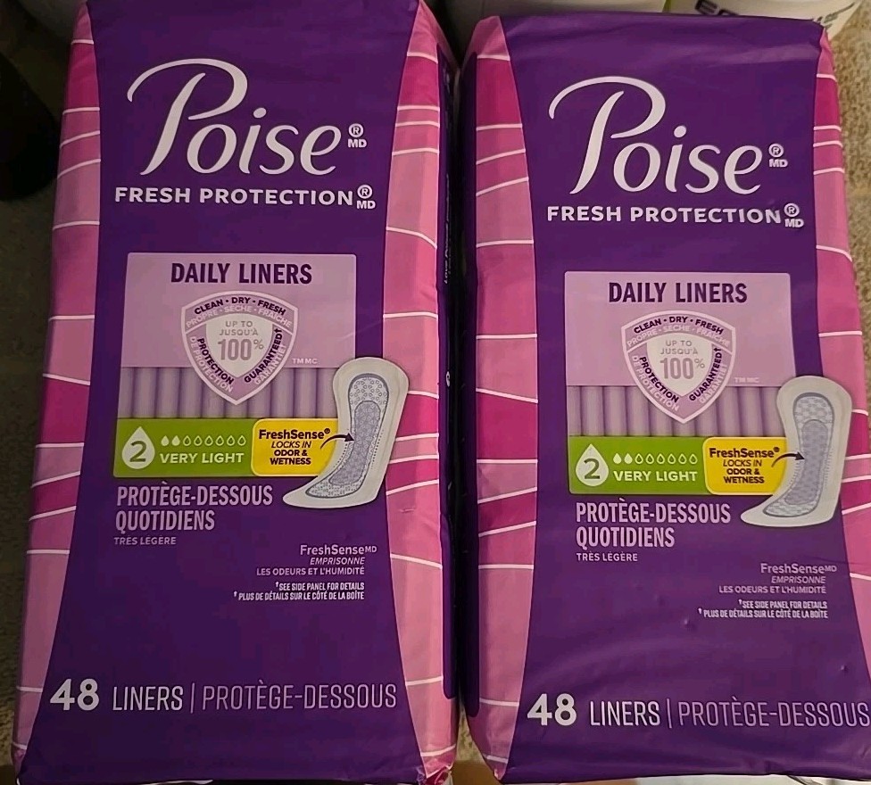 2 Pc Poise Daily Liners Regular Length Very Light #2 Absorbency 48 ct (K89)