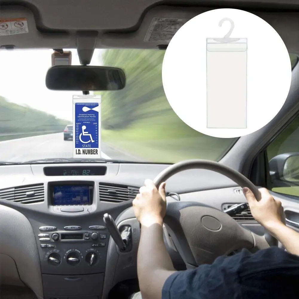 Handicap Parking Permit Placard Protector Cover Hanger Car Holder Hang Sleeve