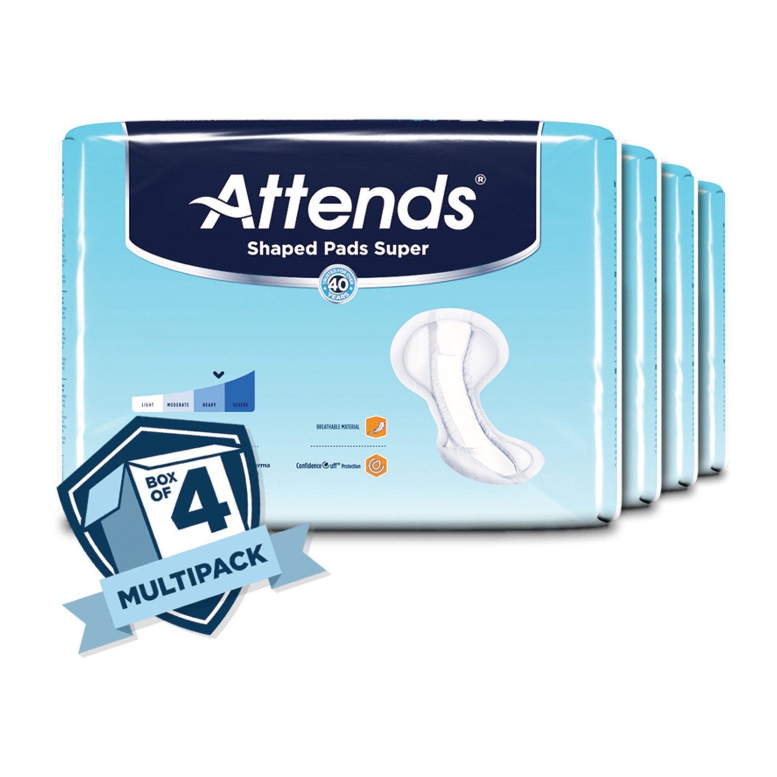 Attends Incontinent Pad 13 X 27.2 Inch Contoured 80 Ct