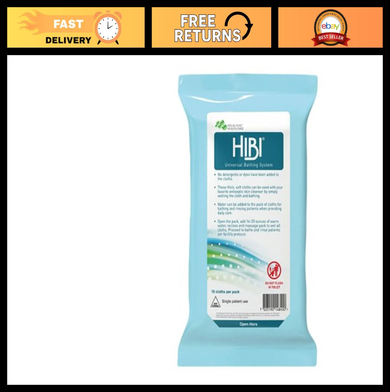 Universal Bathing System Cloths – 10 Pack, Antimicrobial, Soft & Durable Wipes