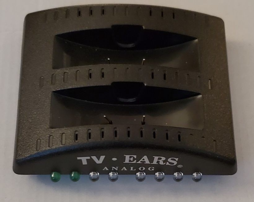 TV Ears complete system with transmitter unit, earphones, power adapter & cable