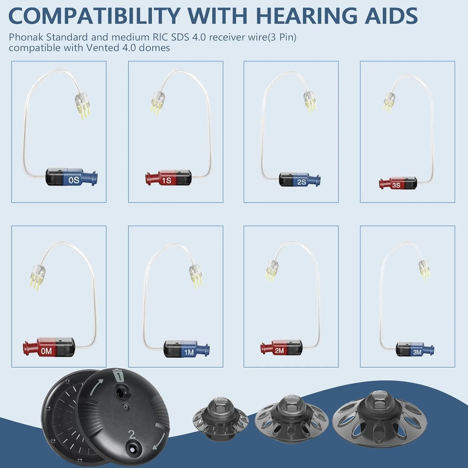 Phonak Open Hearing Aid Domes Medium Size 4.0, 20 Pcs, Ideal for Phonak Audeo