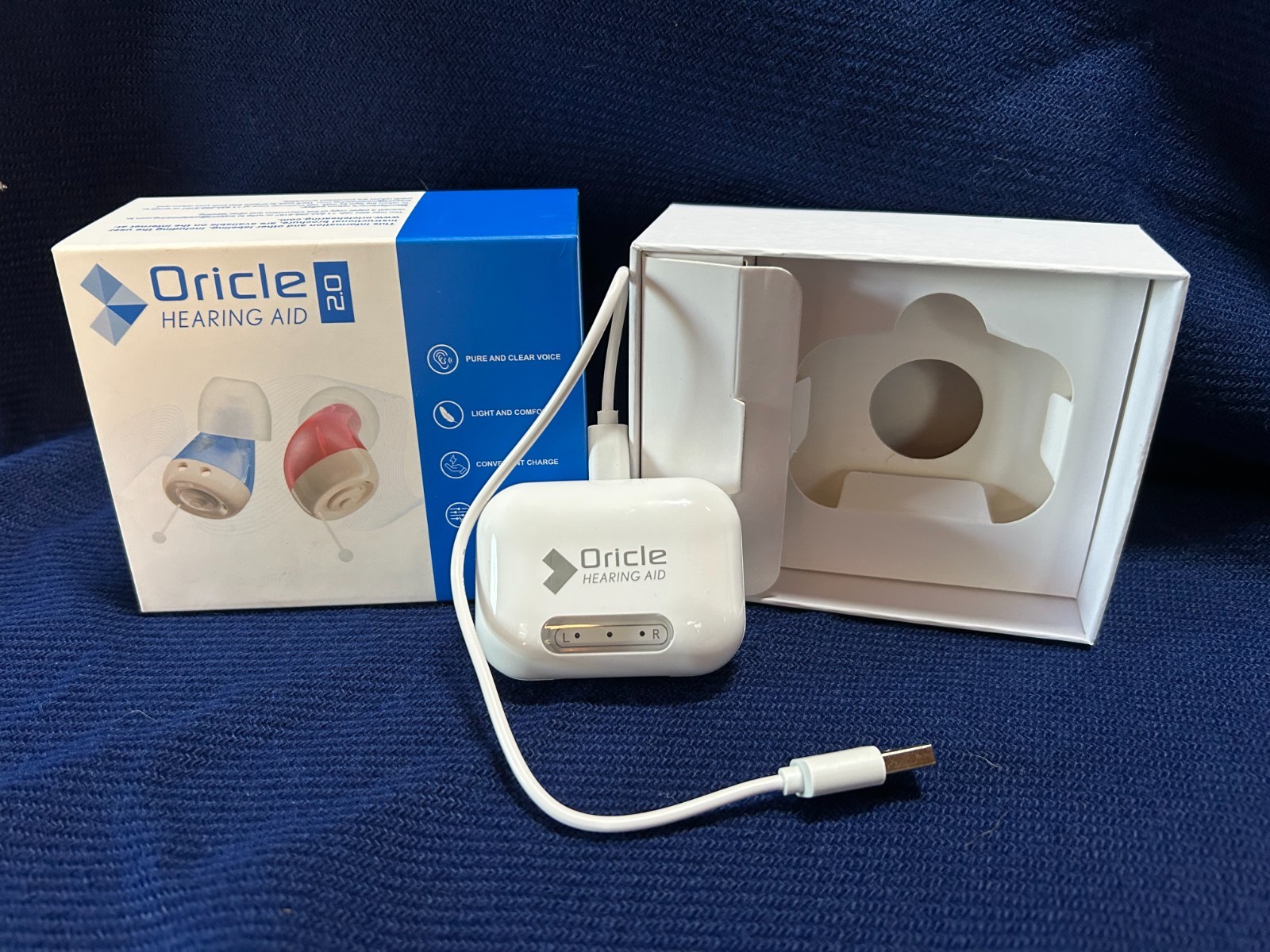 Oricle 2.0 Rechargeable OTC Hearing Aids Pair w/ Charging Case USED Working