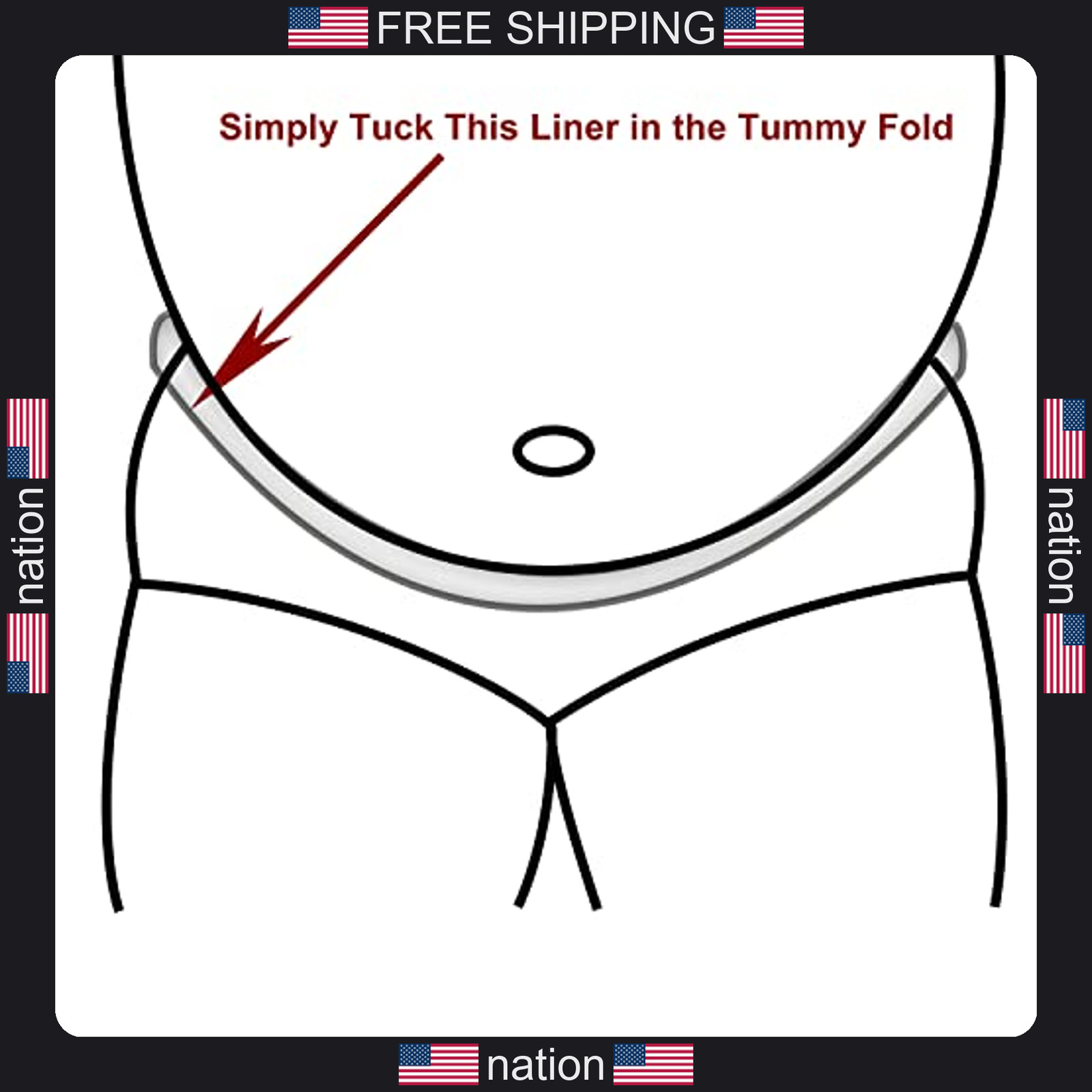 KimYoung Tummy Liners for Sweat Rash, White, Under Belly Sweat Liners for Skin