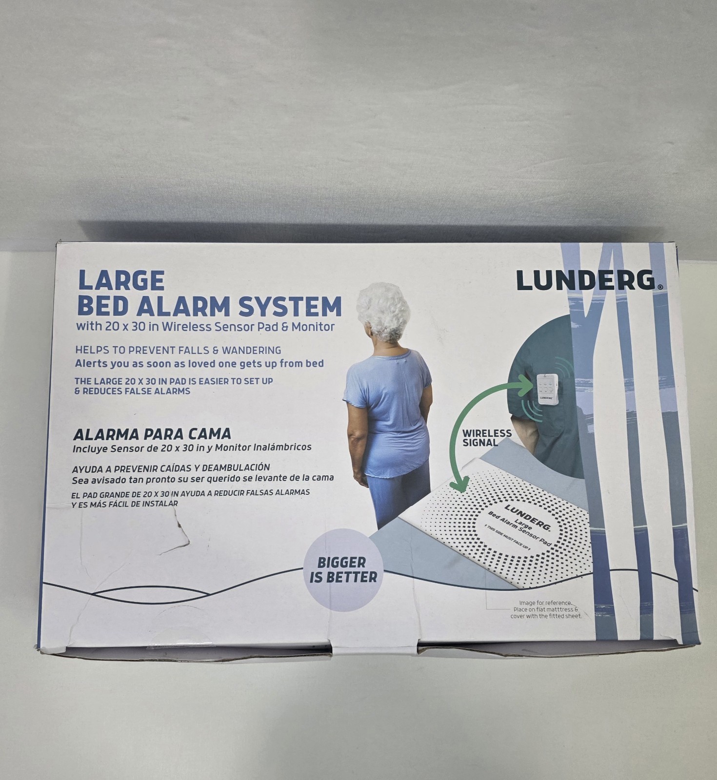 Lunderg Large Bed Alarm For Elderly Adults – Wireless Sensor Pad (20” x 30”)