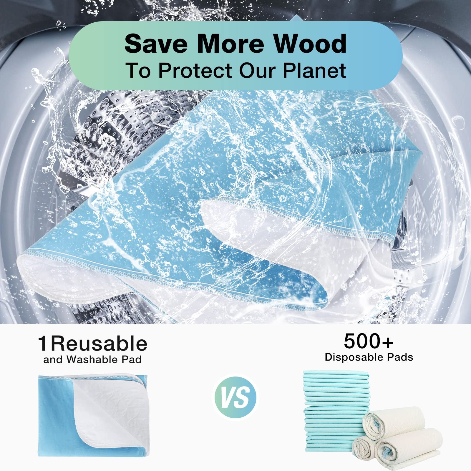 Bed Pads Washable Waterproof, 52″ x 34″ (2 Pack) Incontinence Bed Pads, Water…
