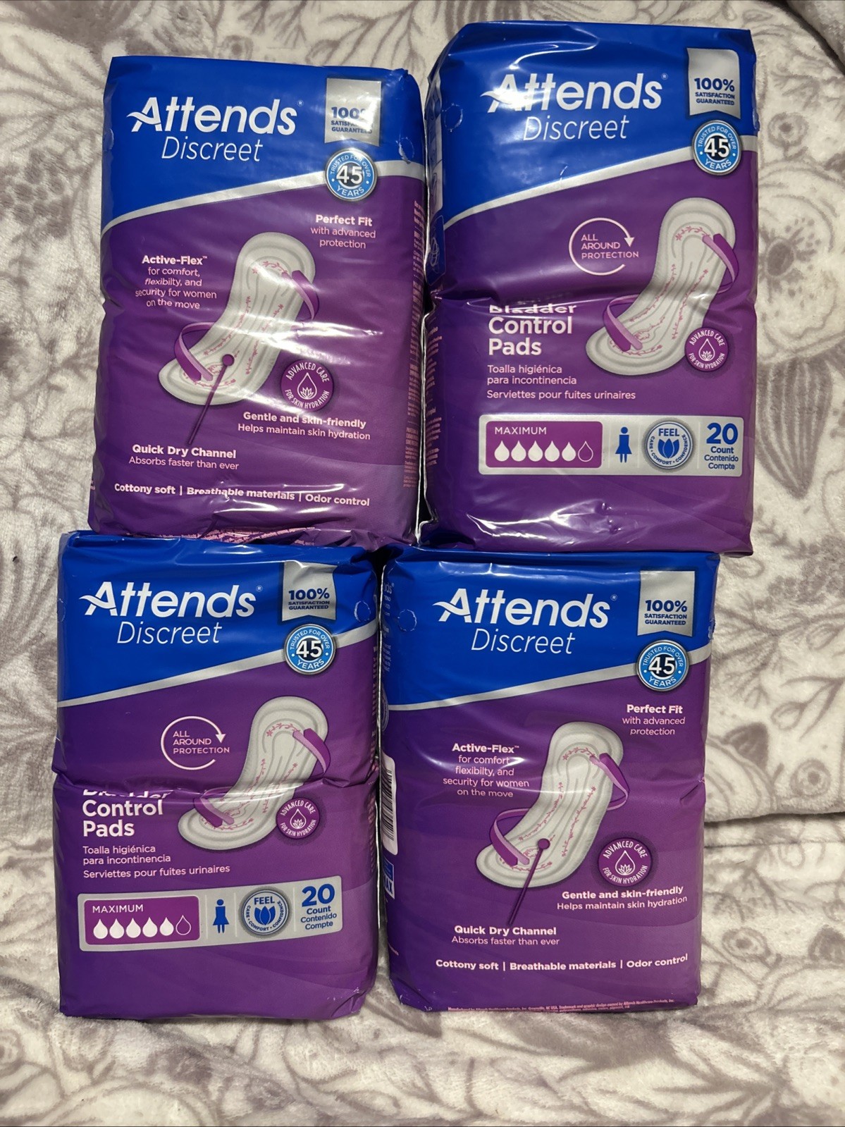 Attends Incontinent Pad 13″ L Breathable Maximum 20 Ct, 4 Pack