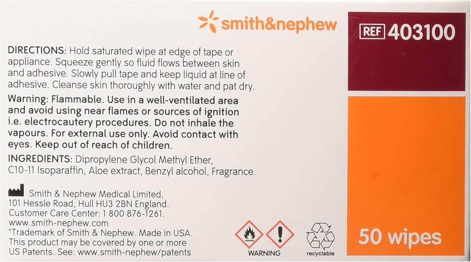 Eco-Friendly Smith and Nephew Adhesive Remover Wipes – 50 Count, Pain-Free
