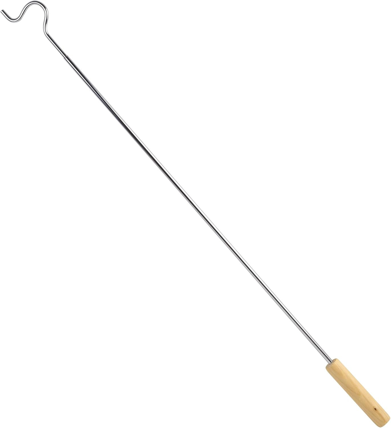 Closet Reacher Pole with Hook and Wooden Handle, Heavy Duty – Adjustable 2.75-5