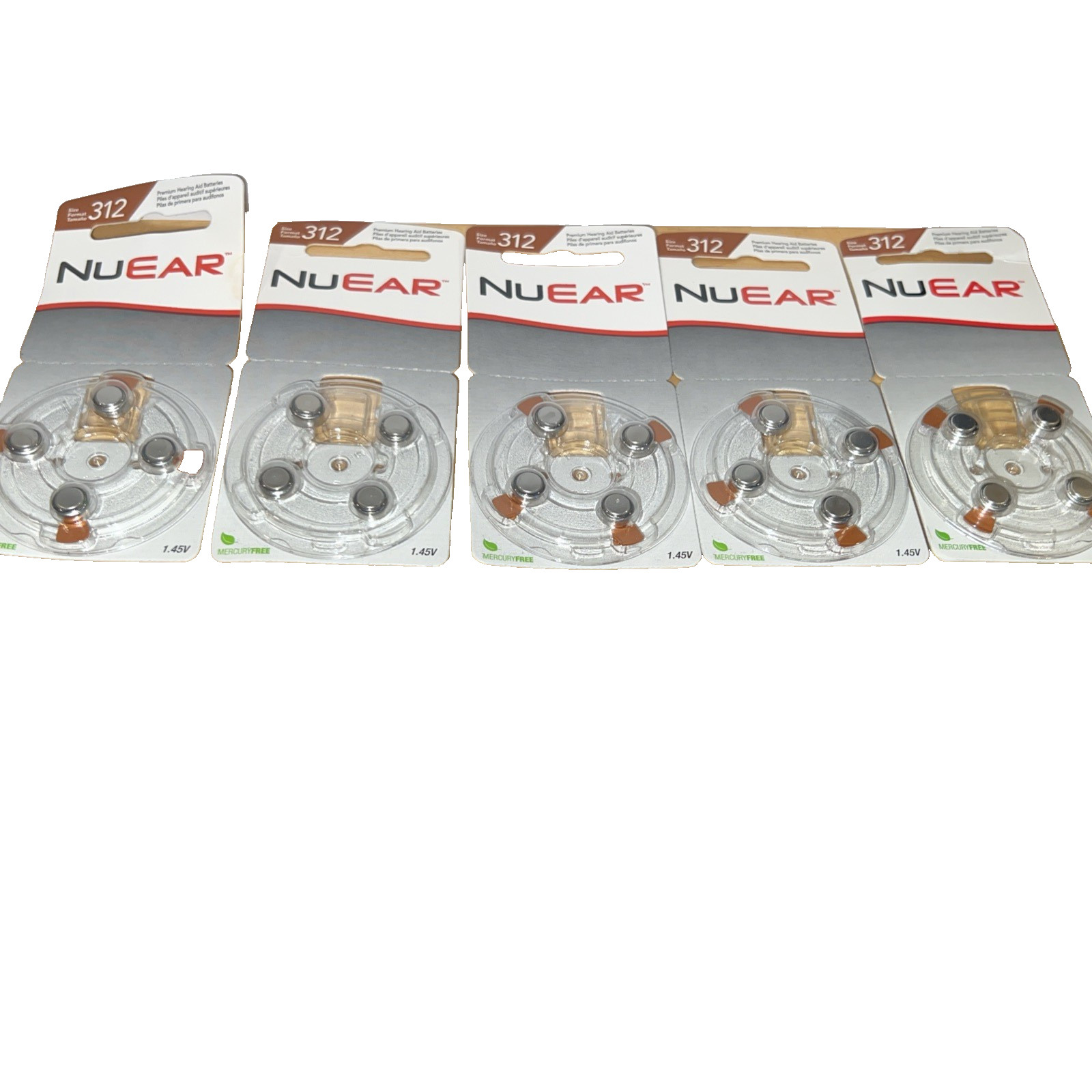 5 packages #312 NUEAR hearing aid batteries brand new in original packages