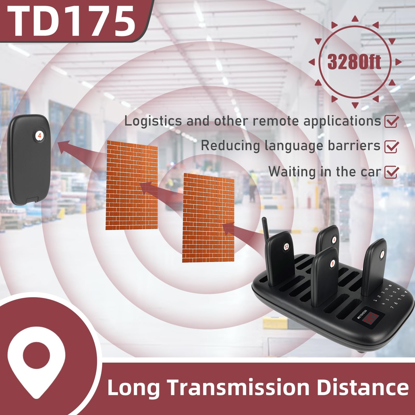 TD175 Restaurant Pager System, Restaurant Buzzer Pagers with Vibration, Mute …