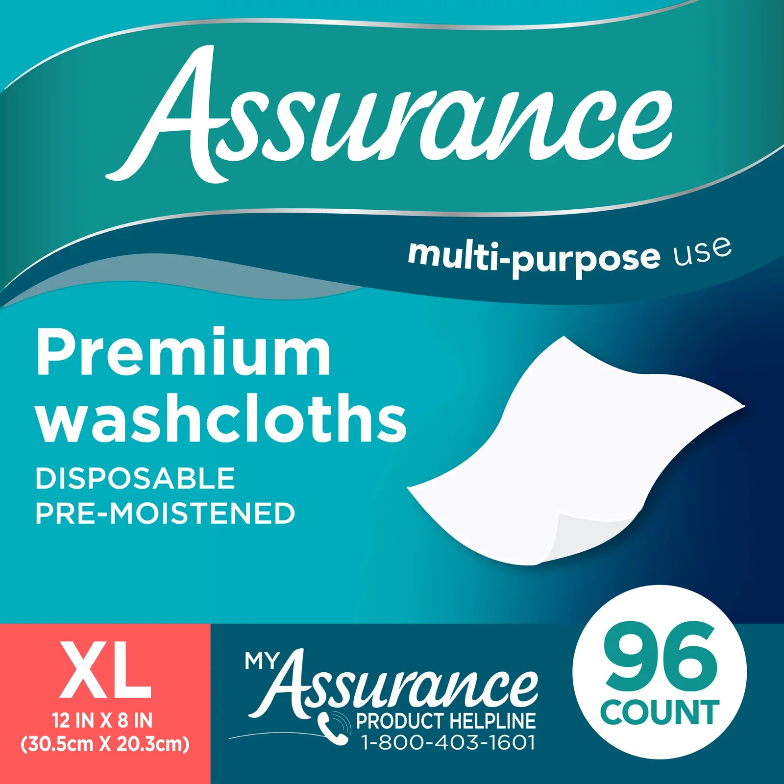 Assurance XL Disposable Washcloths – 384 Ct (4×96 Pack) Premium, Extra-Large Sz